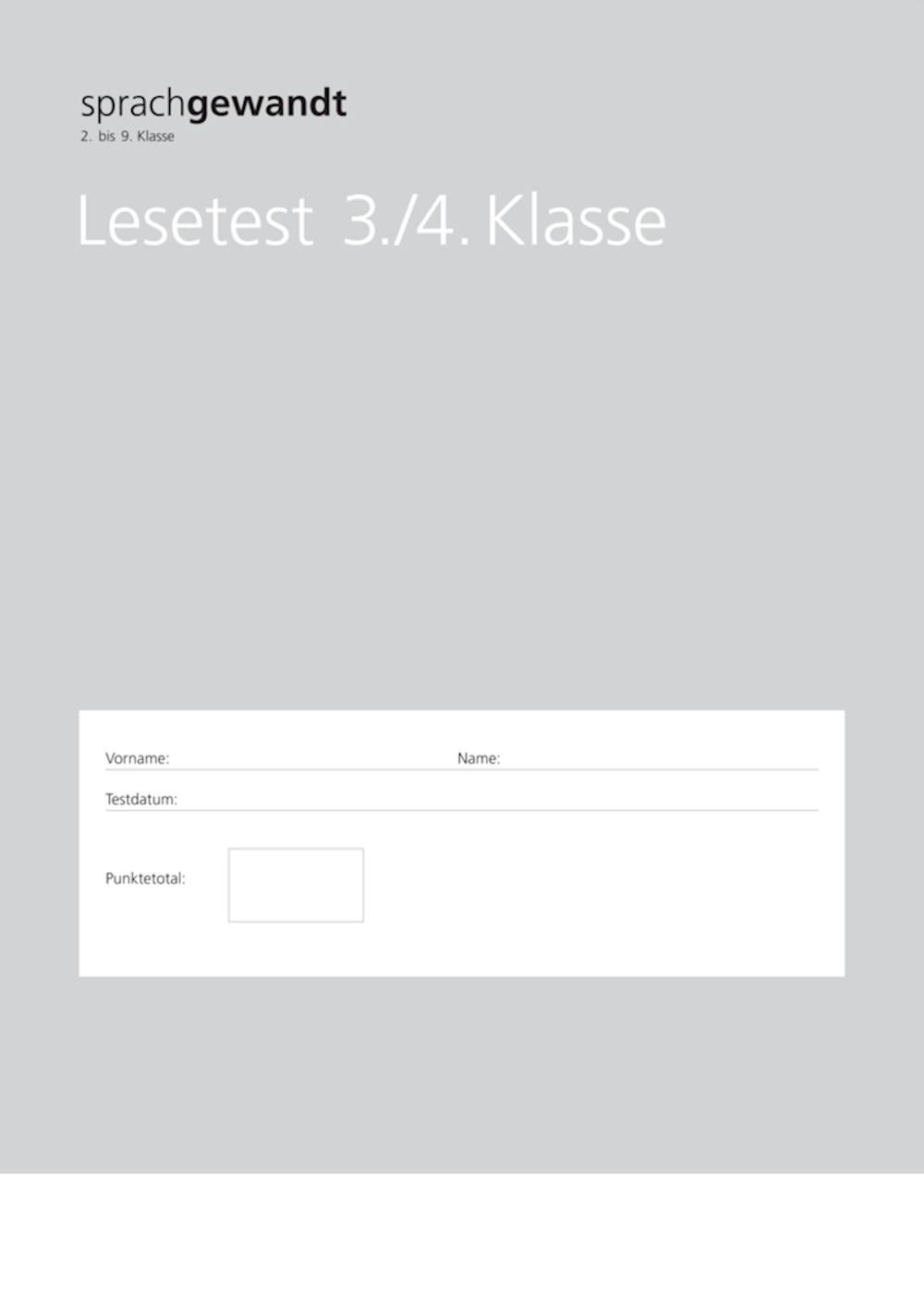 sprachgewandt 2. bis 9. Klasse Lesetest 3./4. Klas